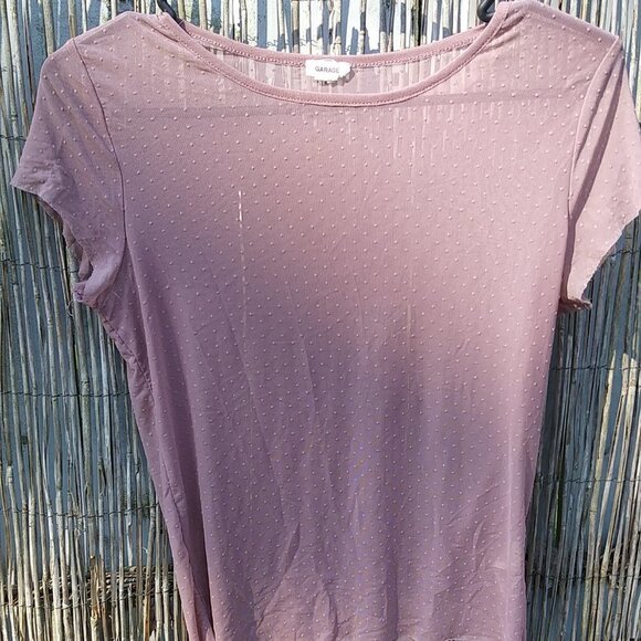 Garage Sexy Sheer See Through Short Sleeve Top Blouse Taupe/Nude - Petite Small - Picture 2 of 15